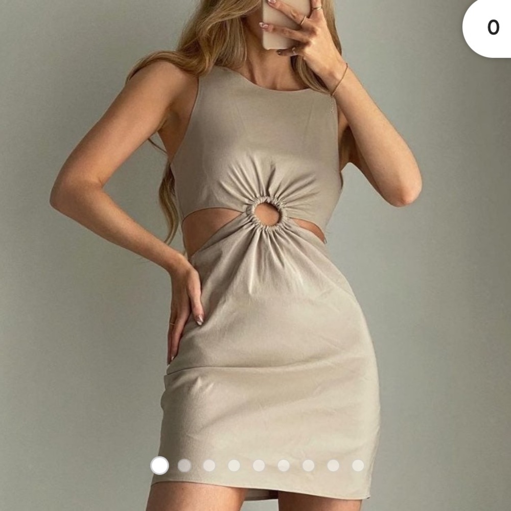 zara cut out linen blend dress